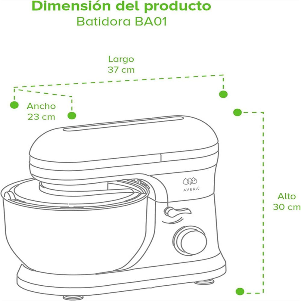 Batidora De Pedestal Avera 8 Velocidades Capacidad De 4.5 Litros Negra img #3