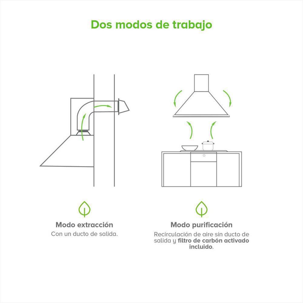Campana Extractora De Pared Avera Acero Inoxidable Y Vidrio Templado 60 Cm img #4
