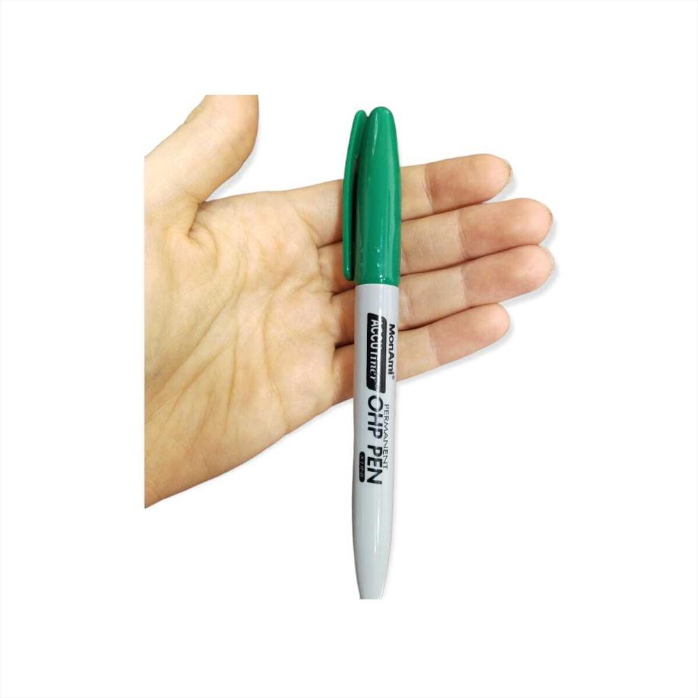 Marcador Permanente Marca Monami Punta X Fina X 12 Uds Verde img #1