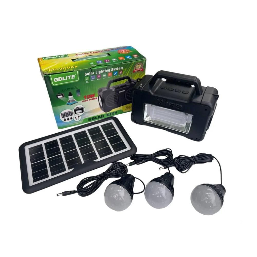 Lampara Radio Solar Kit Multifuncion Estacion Carga Portatil Gd 3000A img #1