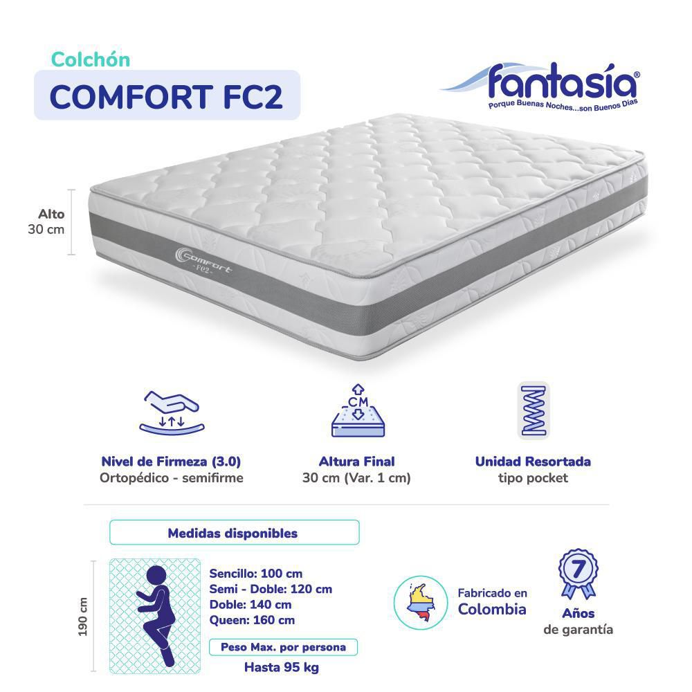 Colchón COMFORT Sencillo (100 x 190 cm) 4106020010001 Resortado Semifirme img #6