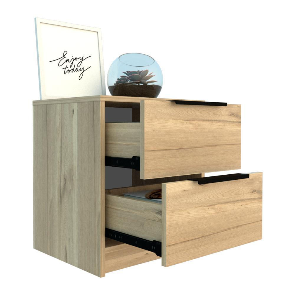 Mesa De Noche Wesley, Café Claro Y Blanco, Contiene Dos Cajones img #2