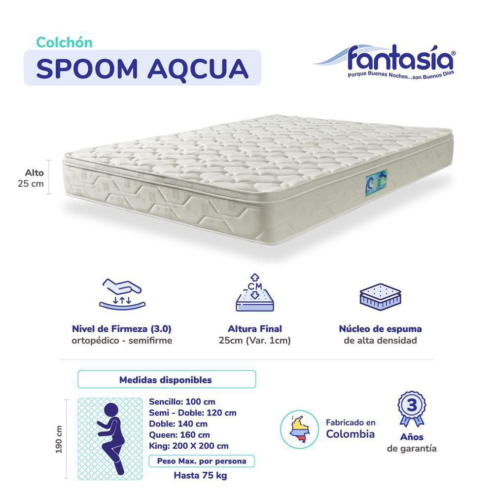 Colchón FANTASIA King (200 x 200 cm) aqcua 2.0 Espumado Semifirme img #6