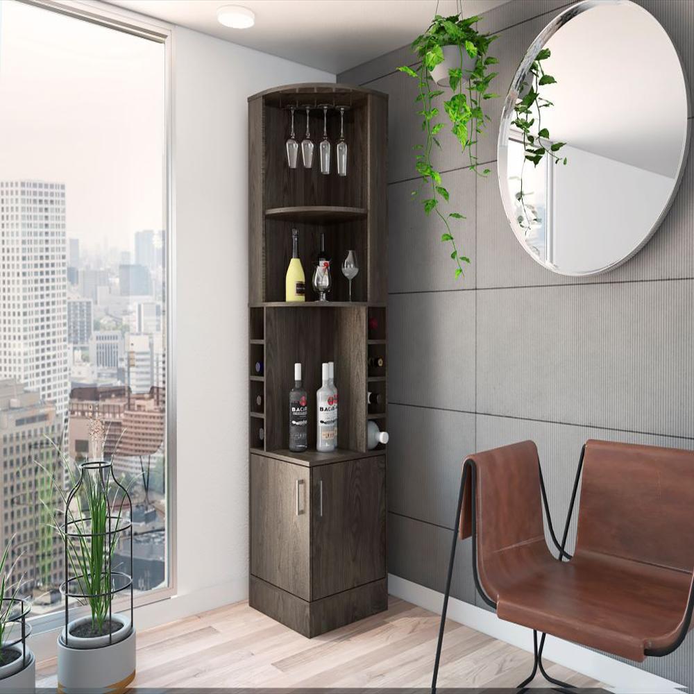 Bar Esquinero Celeste, Chocolate, Con Dos Puertas Y Espacio Porta Copas img #2