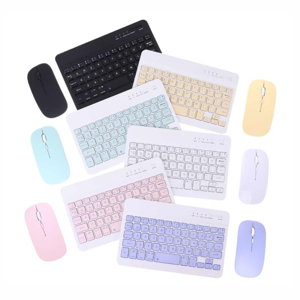 Teclado Bluetooth Recargable Mouse Keyboard Color Pastel Kit img #1