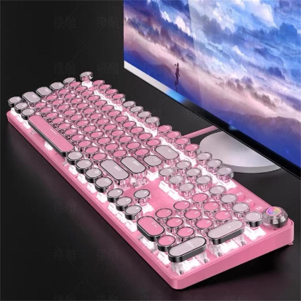 Teclado Gamer Mecánico Teclas Redondas Rgb Rosado img #2