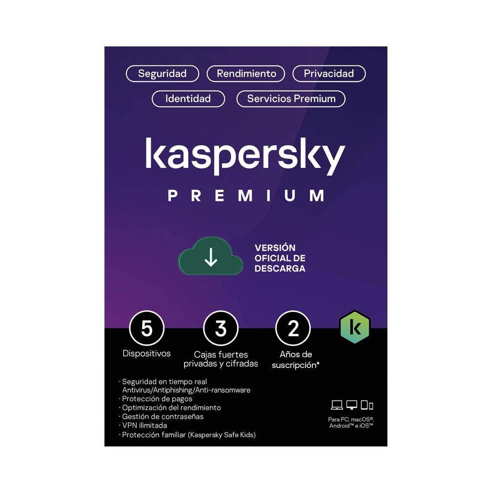Antivirus Digital Kaspersky Premium 5 Dispositivos 2 Años img #1