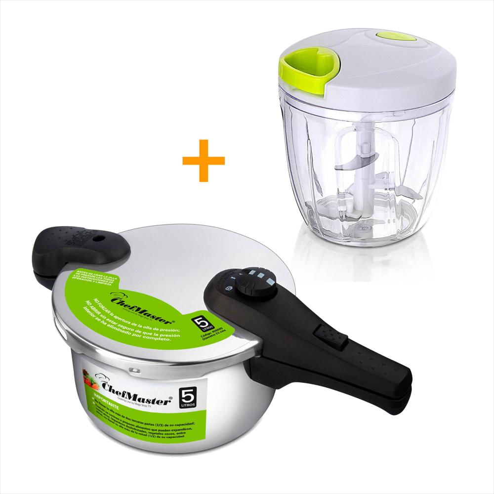 Combo: Olla A Presión 7Lt + Picadora Para Halar 900Ml Chefmaster img #2