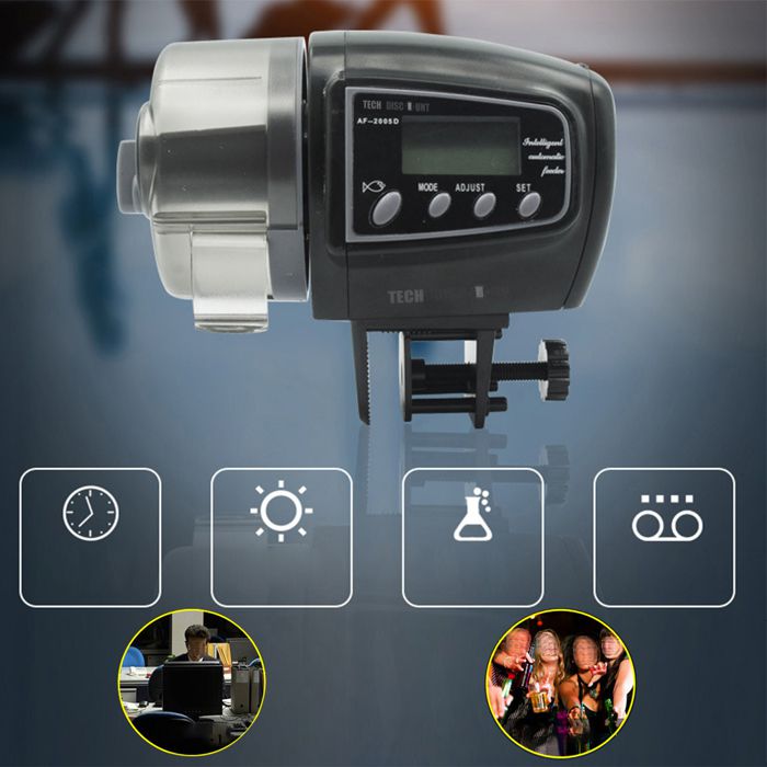 Dispensador TD Alimentador de alimentos para acuarios Dispositivo automtico programable para peces Capacidad del tanque Batera Cha img #4
