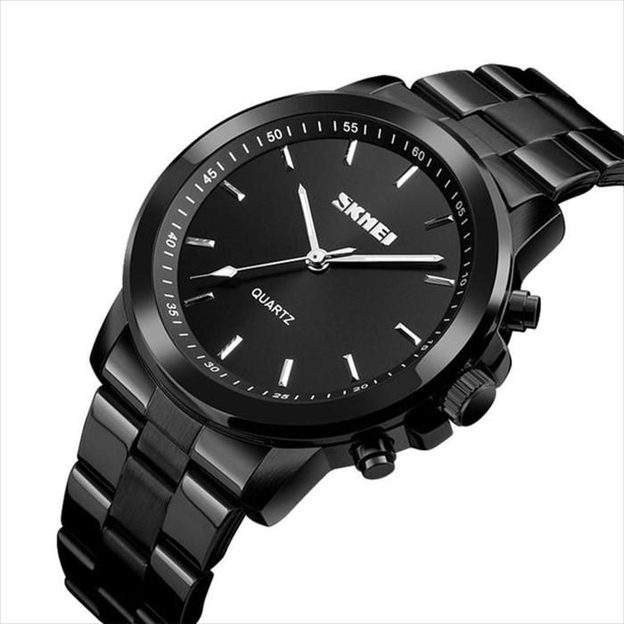 Reloj Clsico Anlogo En Acero Con Podmetro Multifuncin Negro Skmei 1324 img #2