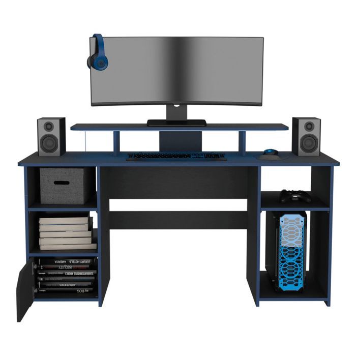 Combo Gamer Wengue y Negro Incluye Escritorio bordo Azul y Silla Gamer img #3