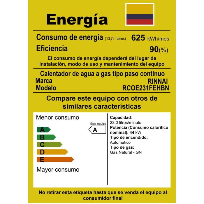 Calentador de Agua 23 lts a gas natural Tiro Frozado Negro Rinnai img #5