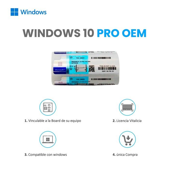 Windows 10 Pro OEM I Etiqueta COA img #1