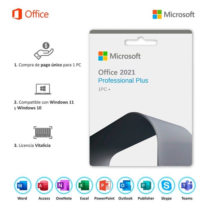 Microsoft Office 2021 Professional Plus Tarjeta Key Card img #1