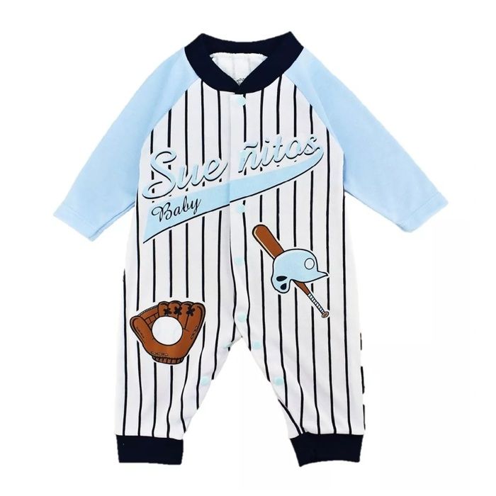 pijama bebe enteriza niño beisbol azul img #1