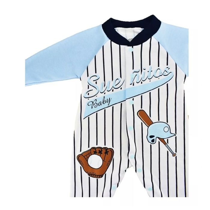 pijama bebe enteriza niño beisbol azul img #3