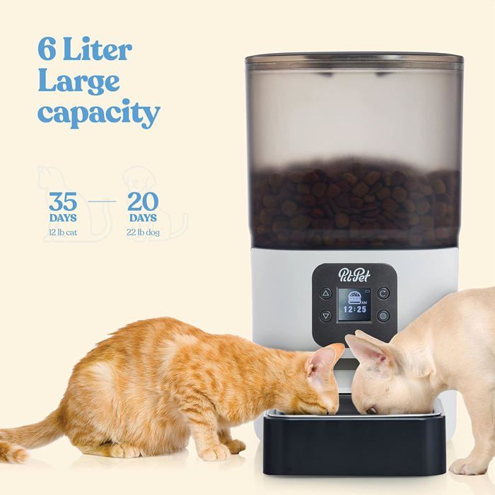 Comederos automáticos inteligentes para gatos, dispensador automático confiable de alimentos para gatos de 6 litros con pantalla LCD img #4