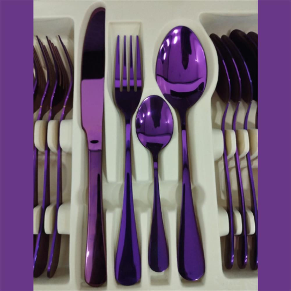 Juego De Cubiertos Morado 24 Piezas Acero Inoxidable img #2