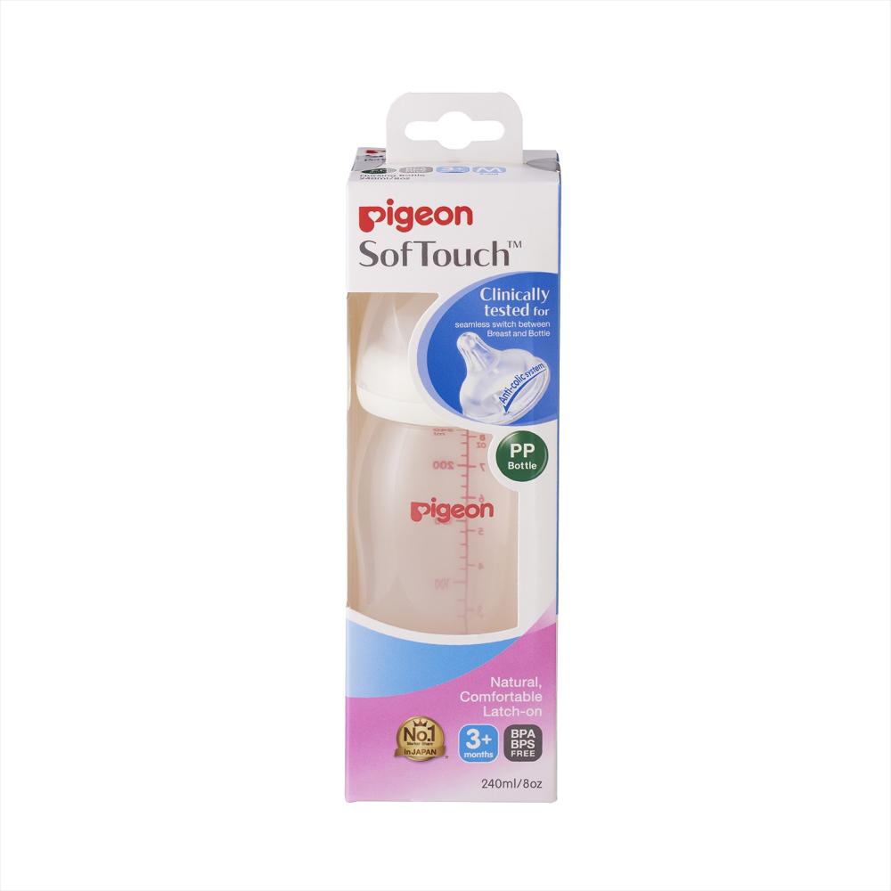 Tetero Biberón Pigeon Softouch Anticólico 8 Onzas 3M+ Fucsia img #3