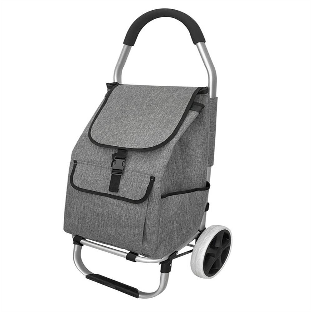 Carro De Mercado Compras Plegable Multifuncional Bolsillo Frontal Gris img #1