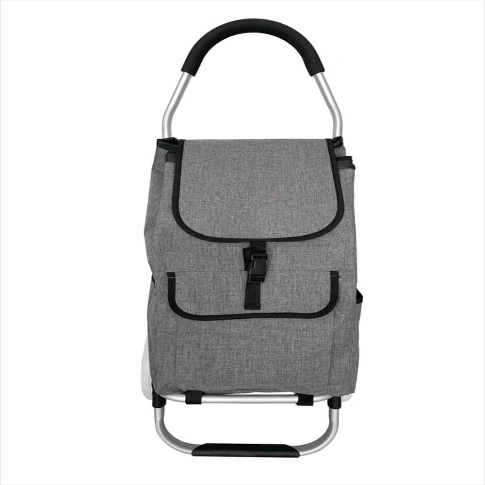 Carro De Mercado Compras Plegable Multifuncional Bolsillo Frontal Gris img #2