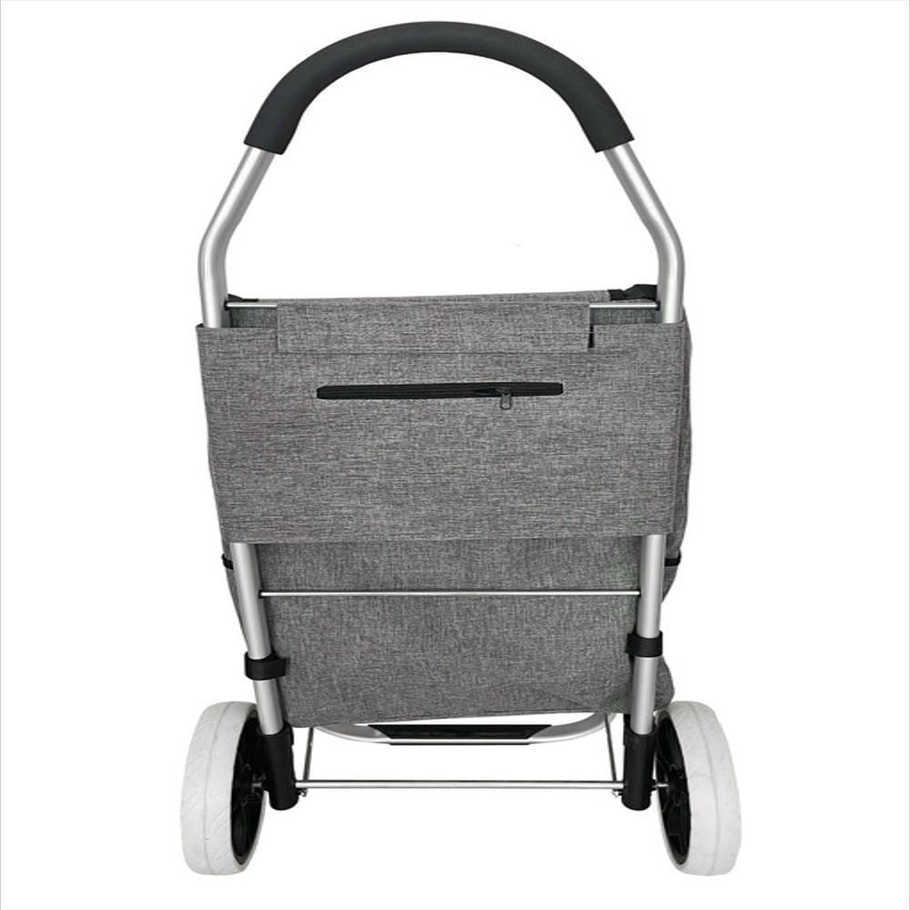 Carro De Mercado Compras Plegable Multifuncional Bolsillo Frontal Gris img #3