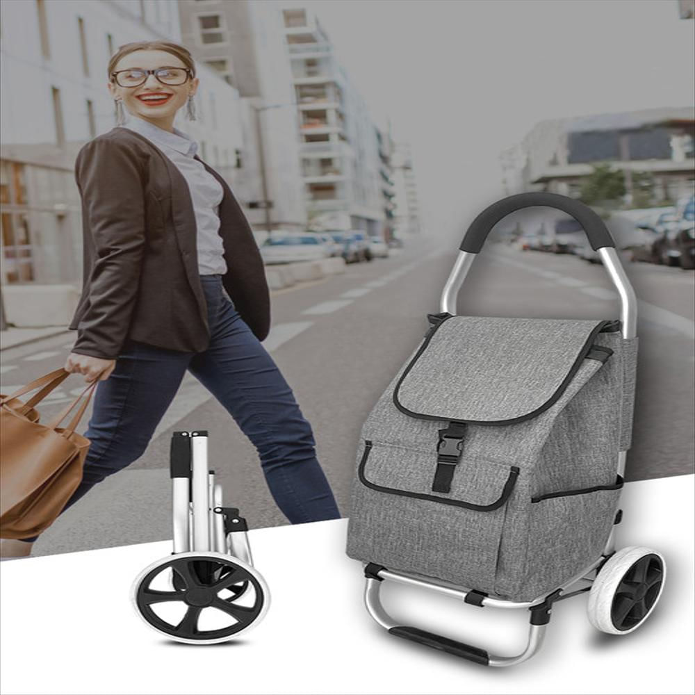 Carro De Mercado Compras Plegable Multifuncional Bolsillo Frontal Gris img #5