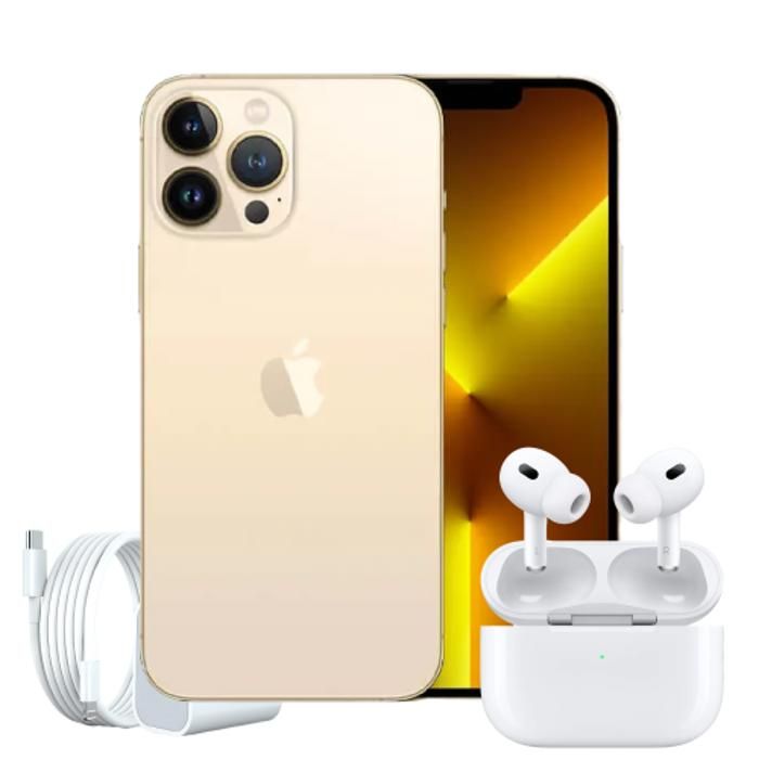 Celular iPhone 13 Pro Max 256Gb Dorado Reacondicionado + Cargador y AirPods AAA img #1