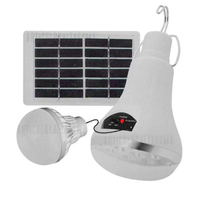Bombillo Recargable Kit Con Panel Solar Portatil img #1