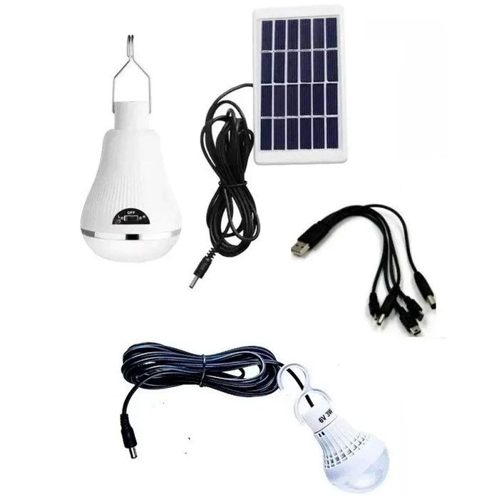 Bombillo Recargable Kit Con Panel Solar Portatil img #3