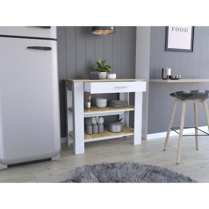 Barra de Cocina Cala, Blanco y Macadamia img #2