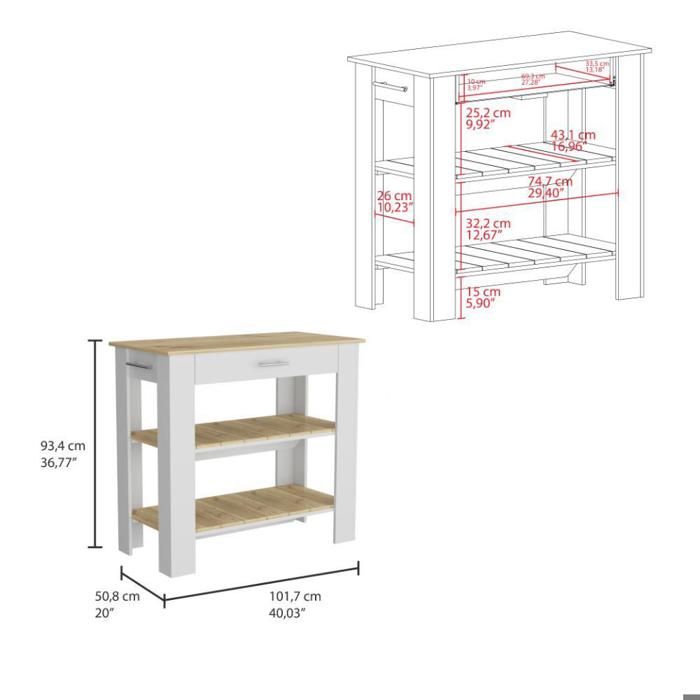Barra de Cocina Cala, Blanco y Macadamia img #3