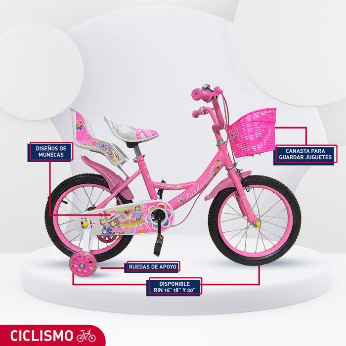 Bicicleta Infantil Roadmaster Freno Pinza Rin 20 Rosa img #2