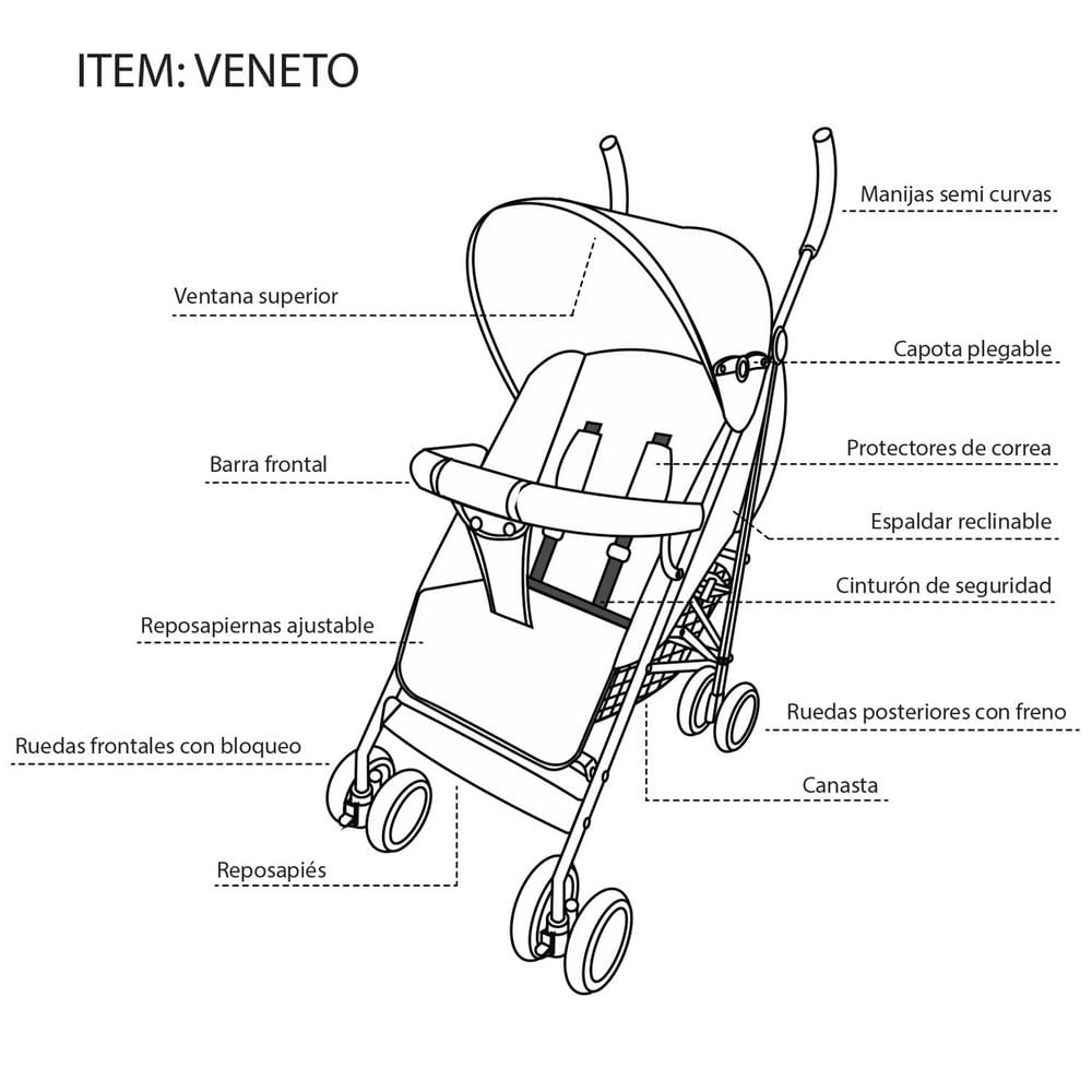 Coche Paseador Bebé PRIORI VENETO NEGRO img #3