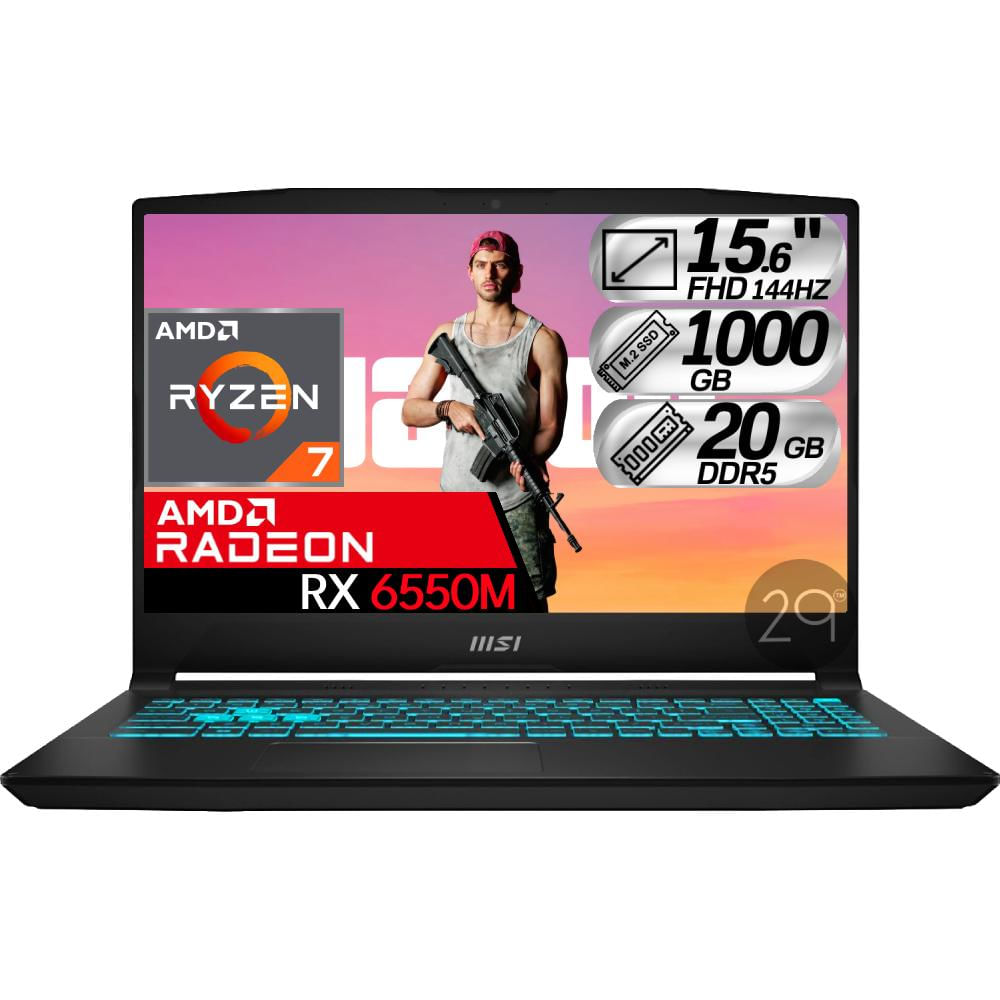 Portatil Msi Bravo 15 Ryzen 7 7735Hs Ram 20Gb Ssd 1000Gb Rx 6550M Ddr6 15.6 Fhd img #1