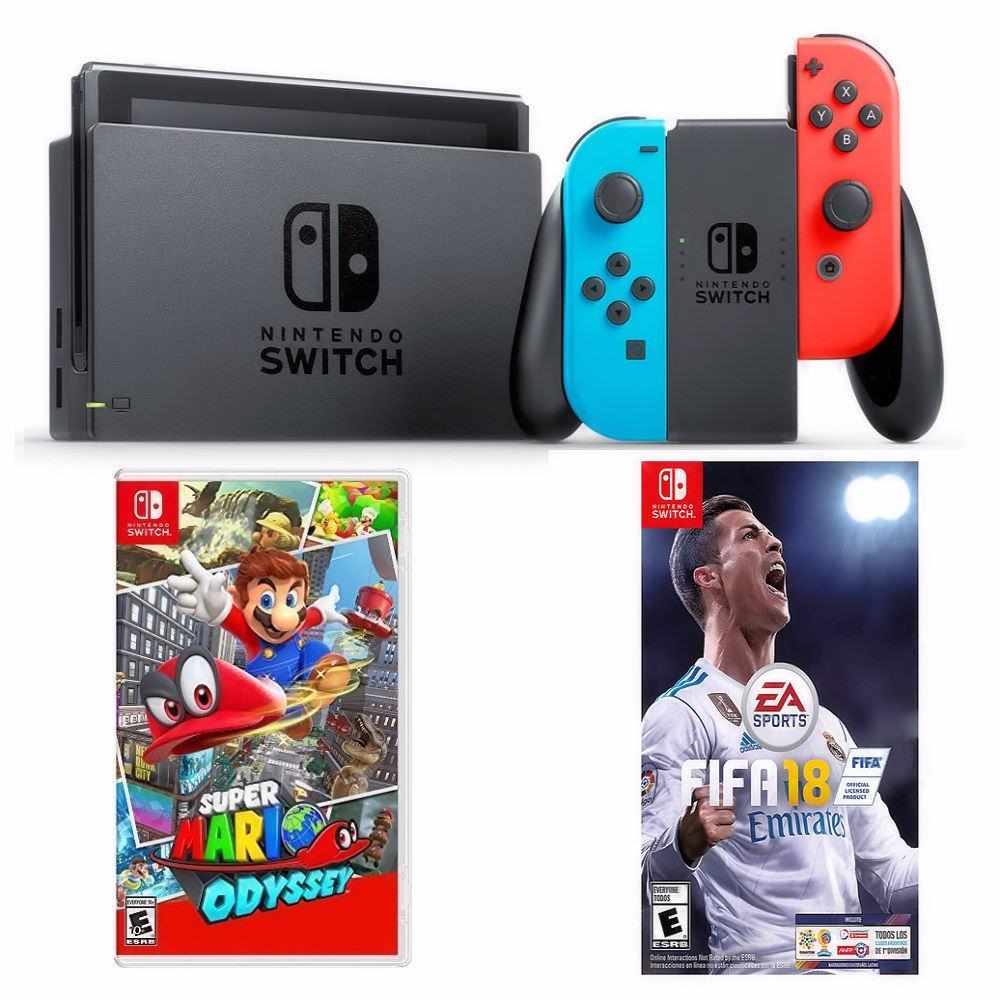 Consola Switch Neon + Super Mario Odyssey + Fifa 18 img #1