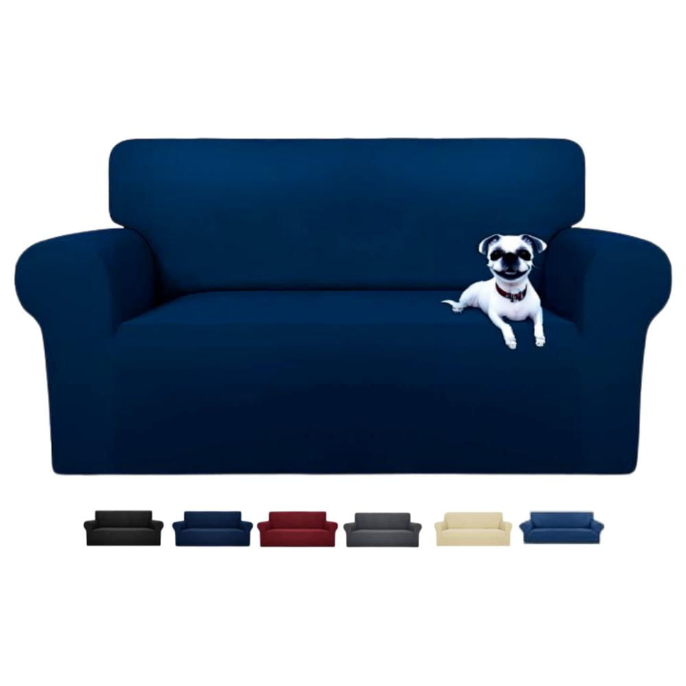 Funda Protector Para Sofa Dos Puestos Elastico Azul Oscuro img #1