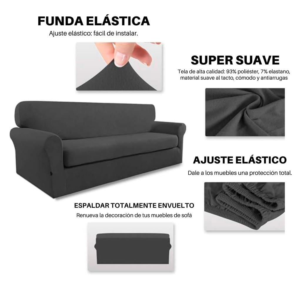 Funda Protector Para Sofa Dos Puestos Elastico Azul Oscuro img #2