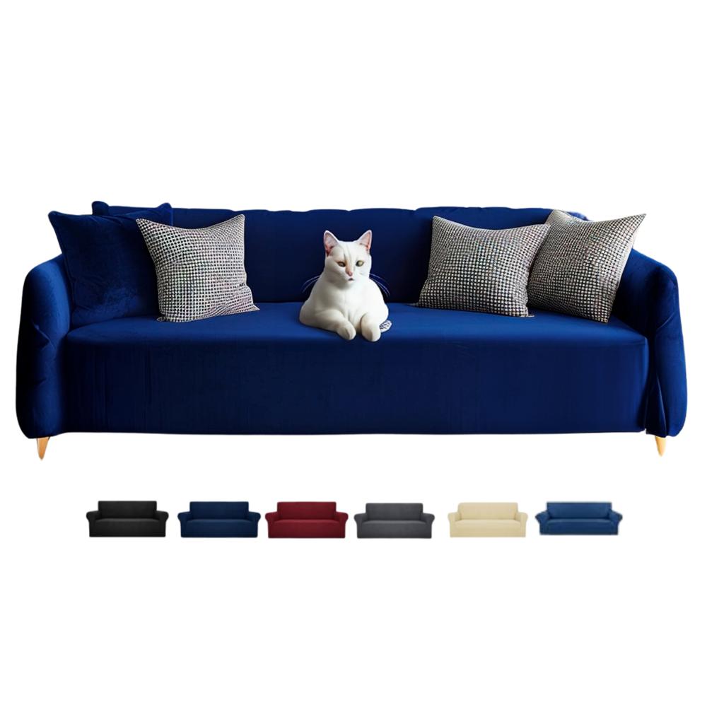 Funda Protector Para Sofa Tres Puestos Elastico Azul Rey img #1