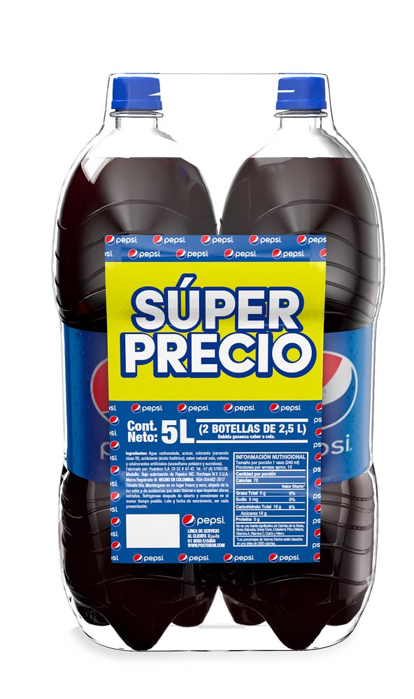 Gaseosa PEPSI Botella Familiar x2und 2.5L (5000 ml) img #1