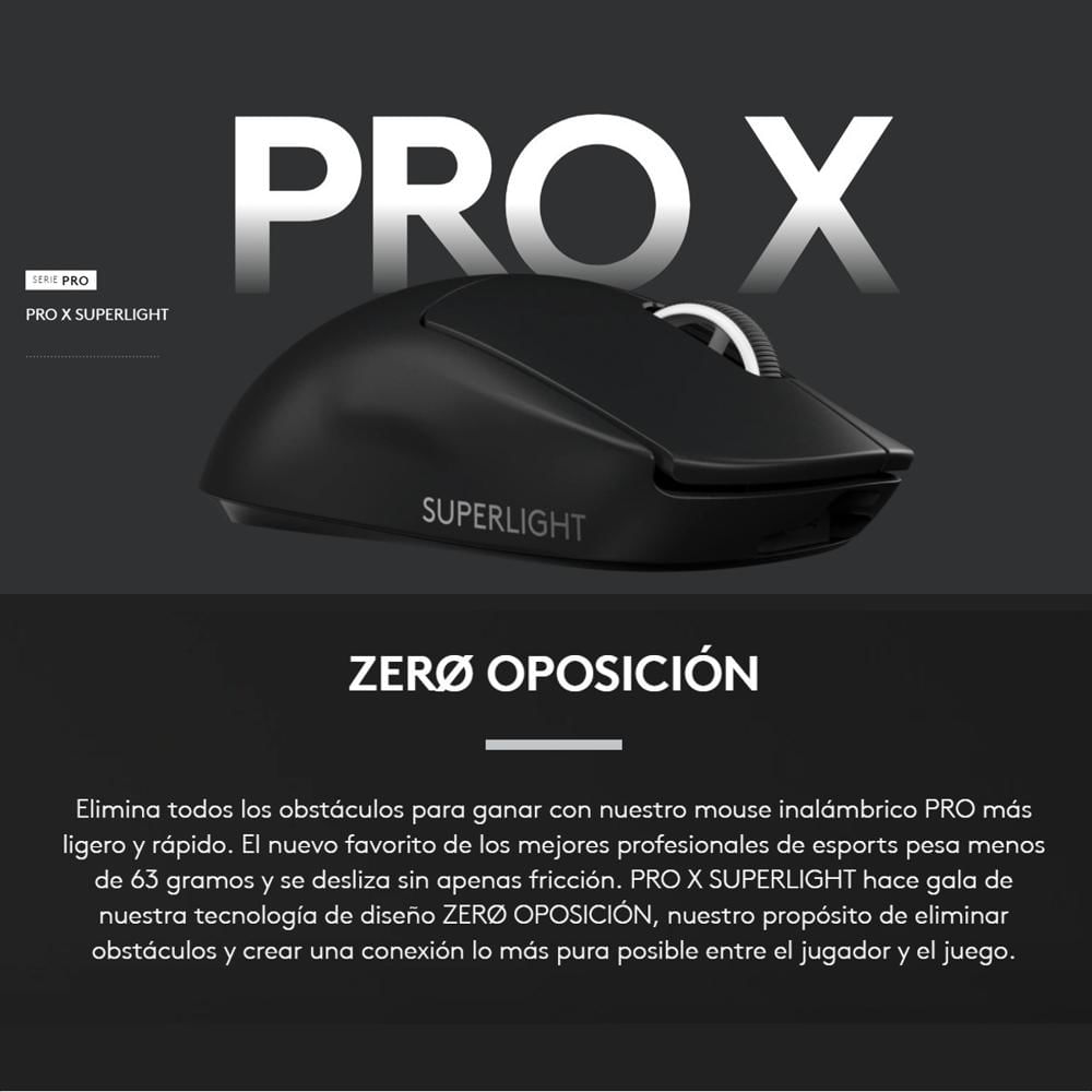 Mouse Gamer Inalámbrico Logitech G Pro X Superlight Hero 25K Negro img #2