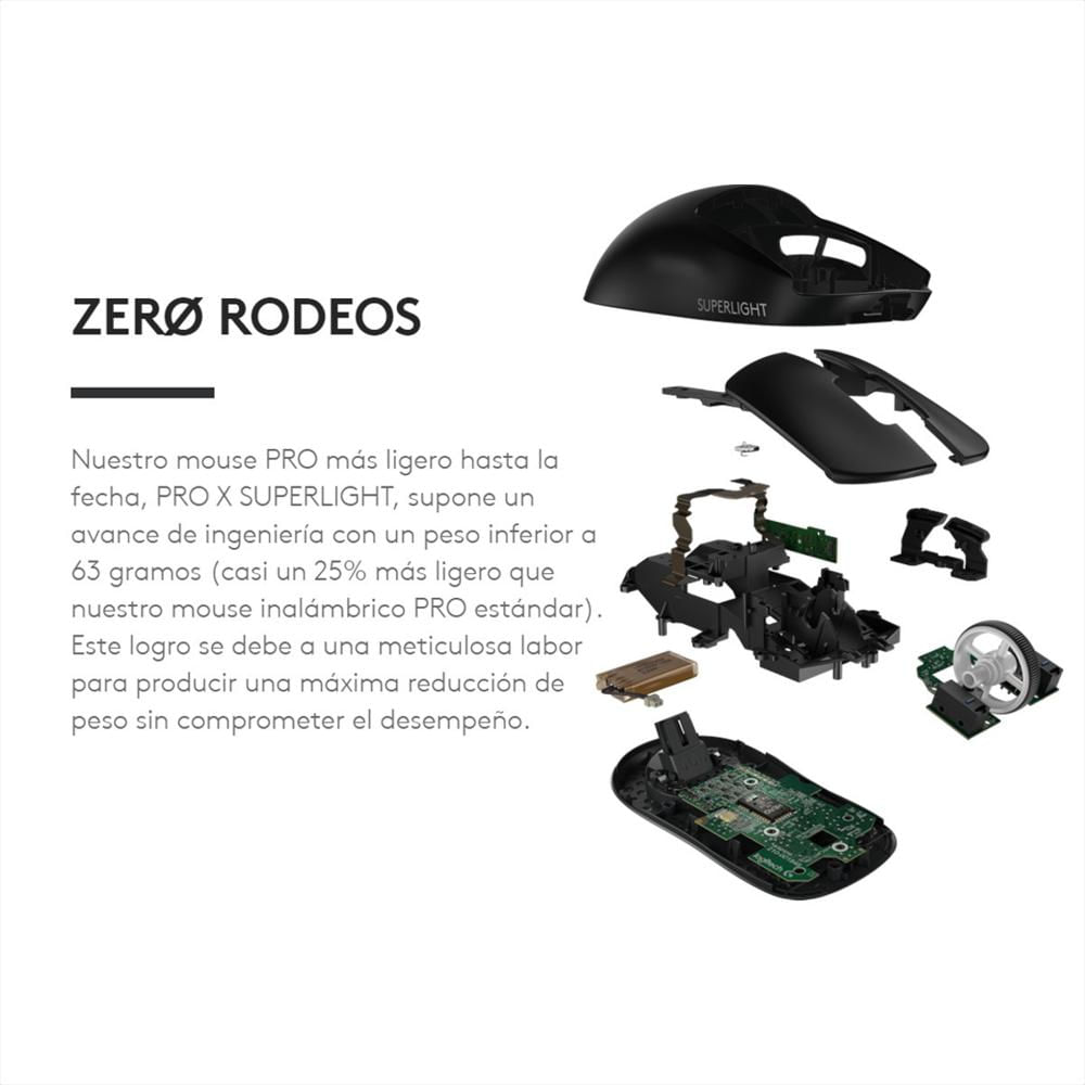 Mouse Gamer Inalámbrico Logitech G Pro X Superlight Hero 25K Negro img #4
