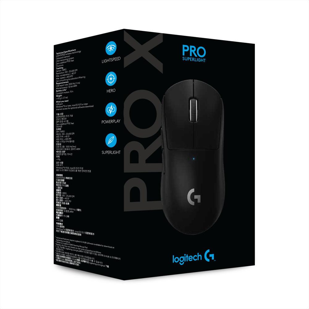 Mouse Gamer Inalámbrico Logitech G Pro X Superlight Hero 25K Negro img #5