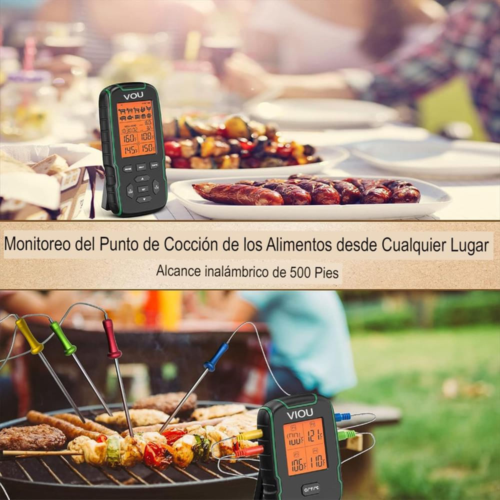 Termómetro Cocina Cuatro Sondas De Acero Para Carne Chef Digital img #2