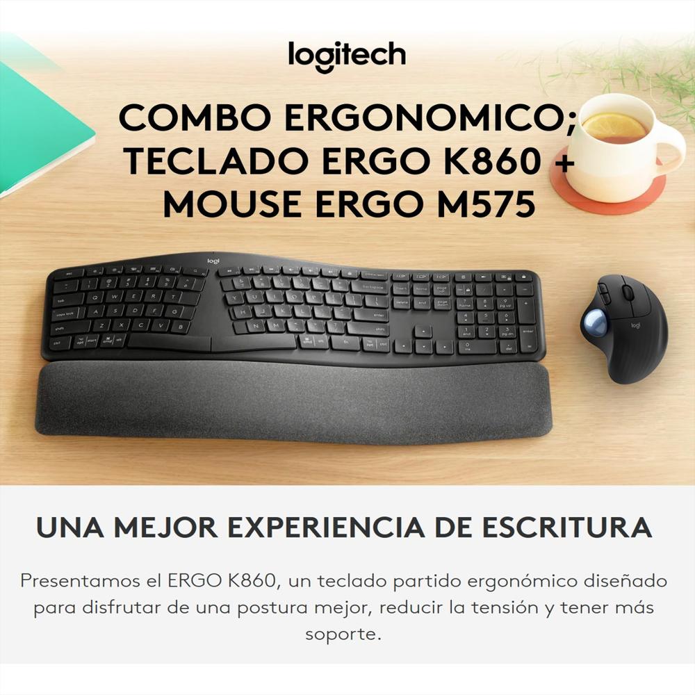 Combo Ergo: Teclado Logitech K860 + Mouse Trackball M575 img #2