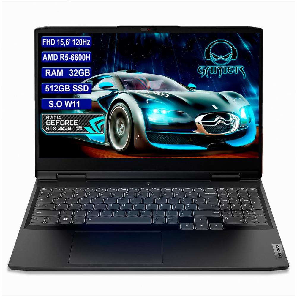 Portátil Gamer Lenovo 15,6″ Amd R5 6600H Ram 32Gb 512Gb Ssd Nvidia Rtx3050 img #1