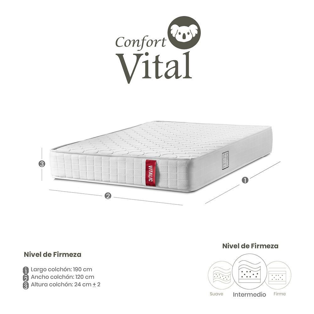 Colchón Confort Vital Semidoble (120 x 190 cm) VITALIC Resortado Semifirme . img #6