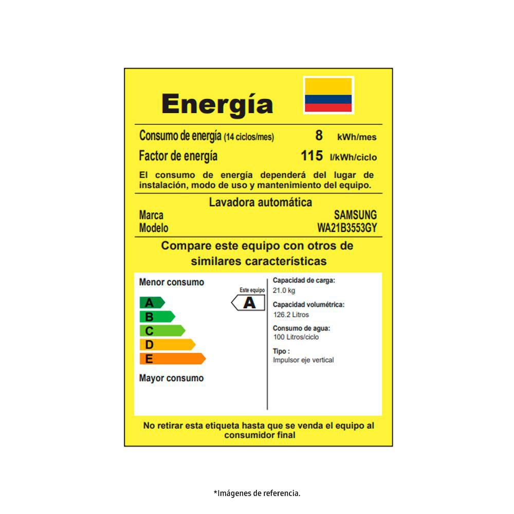 Lavadora SAMSUNG Carga Superior 21 kg (46 lb) WA21B3553GY/CO img #8