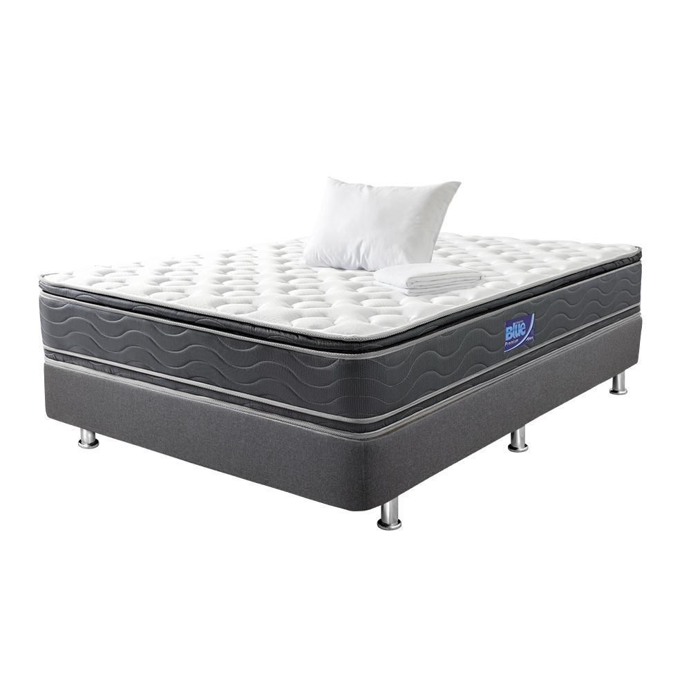 Colchón Combo FANTASIA Semidoble (120 x 190 cm) BLUE PREMIUM Resortado Semifirme Base+Almoh+Protect img #1