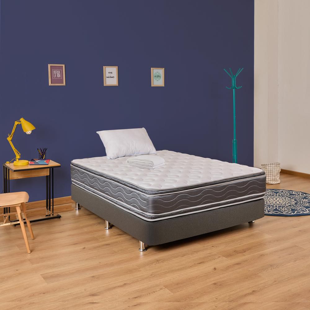 Colchón Combo FANTASIA Semidoble (120 x 190 cm) BLUE PREMIUM Resortado Semifirme Base+Almoh+Protect img #2